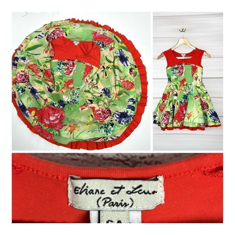 ELIANA ET LENA Paris Girl’s Summer Floral Dress Cotton size 6A
